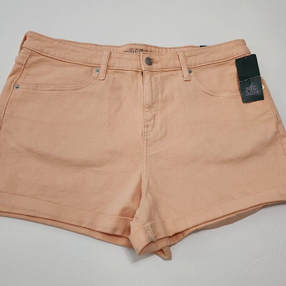 Wild Fable Women's 14/32 High Rise Rolled Cuff Denim Shorts - Peach